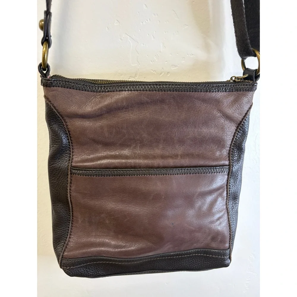 The Sak Patchwork Leather Crossbody Bag Brown Boho Vintage Messenger Purse